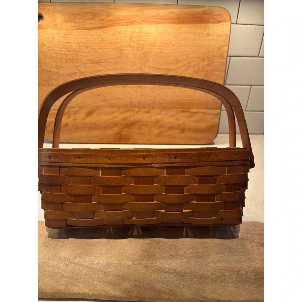 Heritage Mint Ltd Canadian Maple Basket Woven Wood Rectangular Dual Handle Brown
